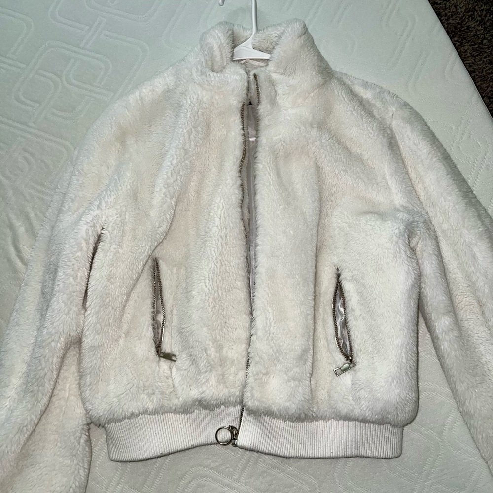 White fur jacket
